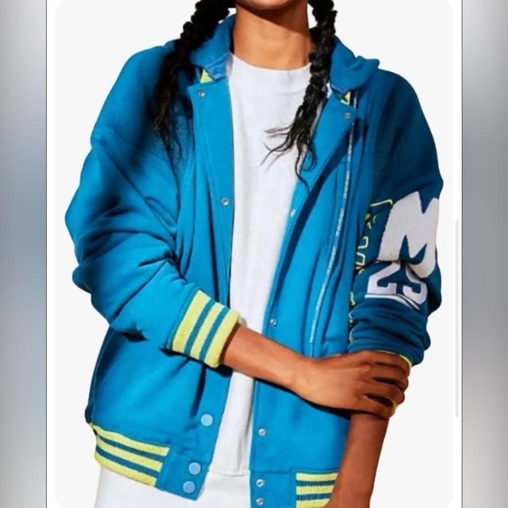 NWOT- Free People Post Up Graphic Sweat Varsity
Hooded Jacket size L